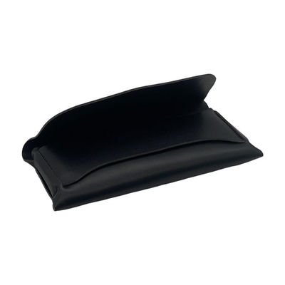 Black Leatherette Pouch Elegant Soft Leather Spectacle Cases With Belt Closure