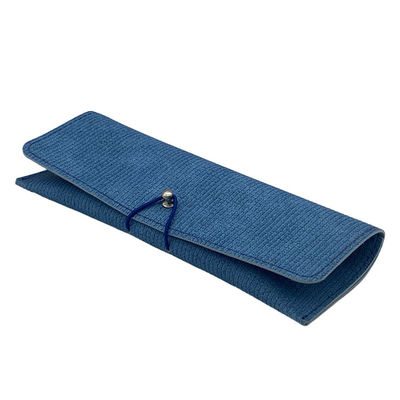 Blue Luxury Belt Hot Stamping Glasses Case Soft Leather Simple Custom Logo