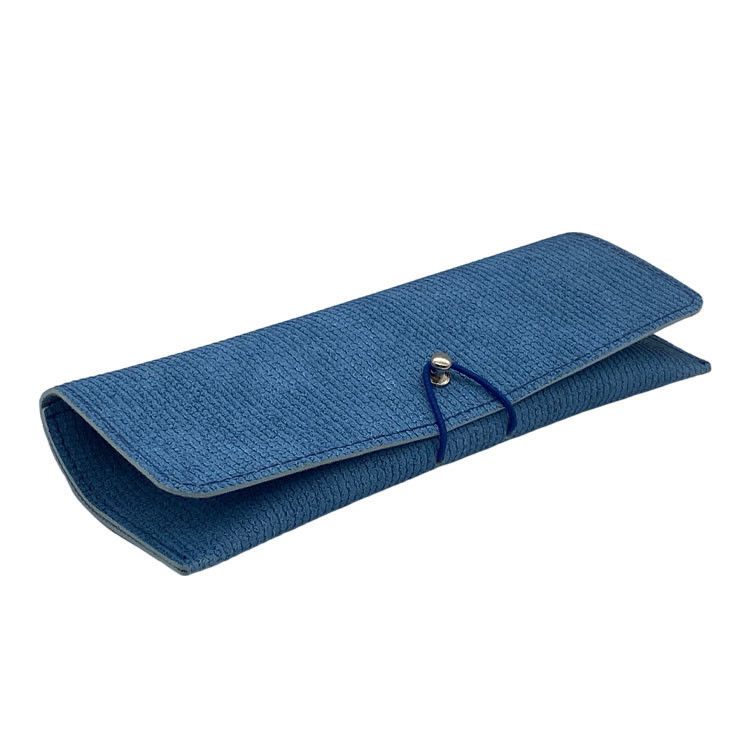 Blue Luxury Belt Hot Stamping Glasses Case Soft Leather Simple Custom Logo